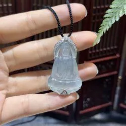 Mặt dây Quán thế âm bồ tát ngọc phỉ thuý cao băng Myanmar - Ảnh 11