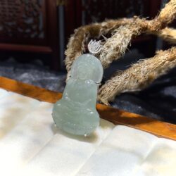 Mặt dây Quán thế âm bồ tát ngọc phỉ thuý băng chủng Myanmar - Hình ảnh 2