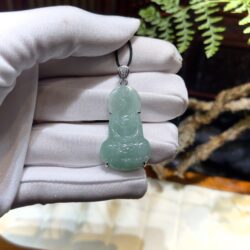 Mặt dây Quán thế âm bồ tát ngọc phỉ thuý xanh thanh - Hình ảnh 6