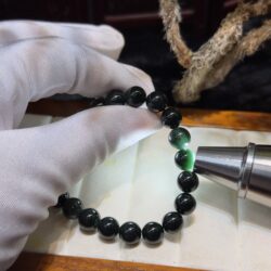 Vòng chuỗi ngọc phỉ thuý mực dục 8 ly - Hình ảnh 6
