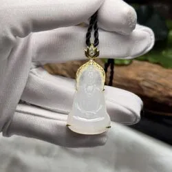 Mặt dây chuyền Quán thế âm bồ tát ngọc Phỉ thuý băng chủng Myanmar - Ảnh 7