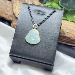 Mặt dây phật Di Lặc ngọc phỉ thuý Lão lam thuỷ - Ảnh 3