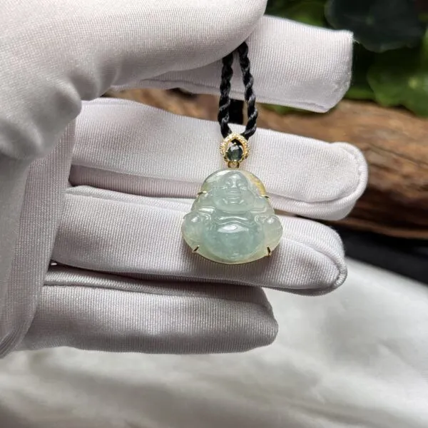 Mặt dây phật Di Lặc ngọc phỉ thuý Lão lam thuỷ