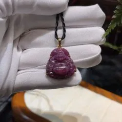 Mặt dây phật Di Lặc đá Ruby Nam Phi (nhỏ) - Ảnh 4