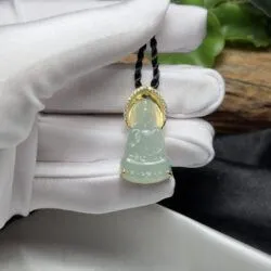 Mặt dây Quán thế âm bồ tát ngọc Phỉ thuý hoa bay - Ảnh 3