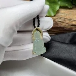 Mặt dây Quán thế âm bồ tát ngọc Phỉ thuý hoa bay - Ảnh 2