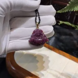 Mặt dây phật Di Lặc đá Ruby Nam Phi - Ảnh 2