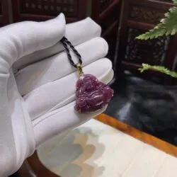 Mặt dây phật Di Lặc đá Ruby Nam Phi - Ảnh 4